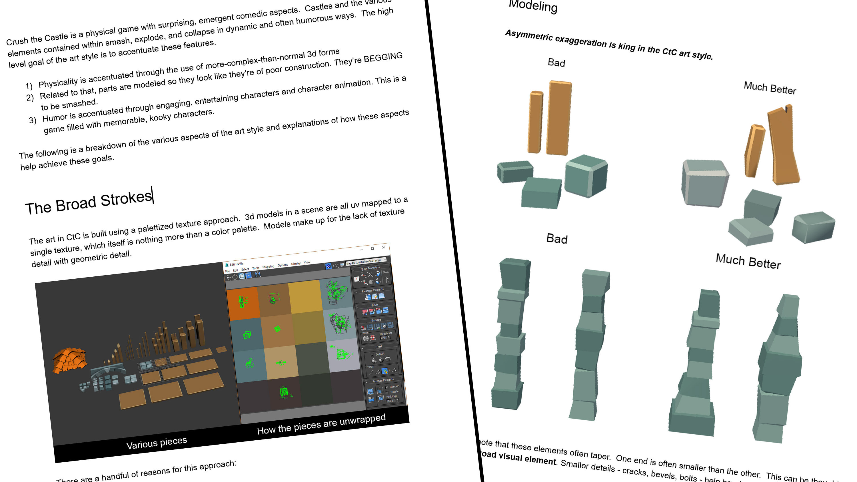 Shots of the art bible I created for the development team of Crush the Castle: Siege Master