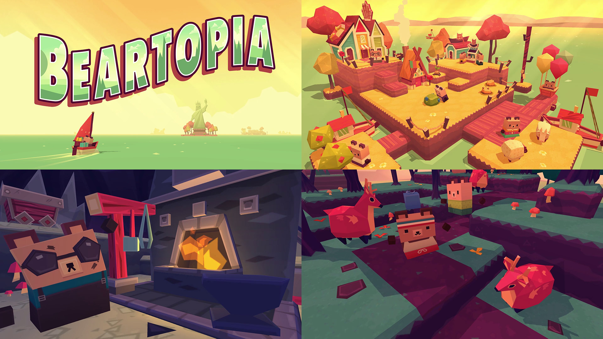 Shots from Beartopia, a VR game created for Google's short-lived Daydream platform.