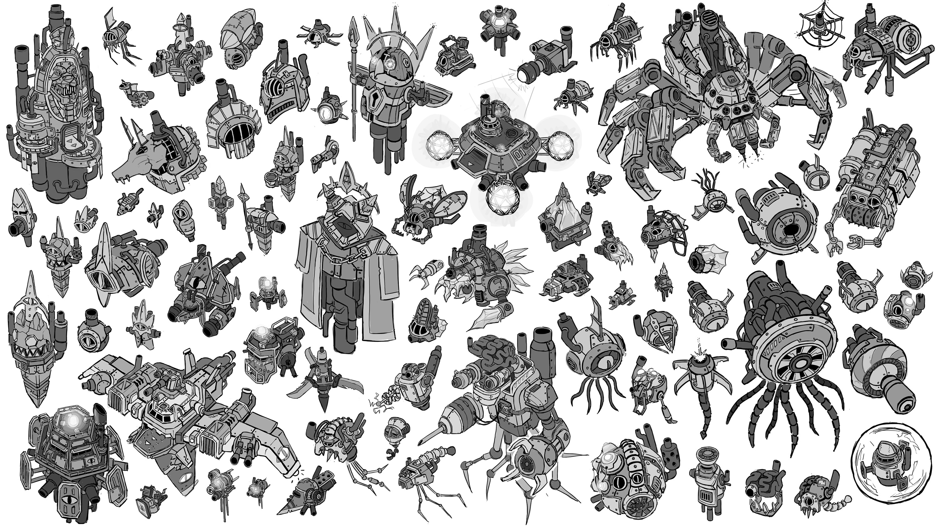 Enemy concepts from Steambirds Alliance, an bullethell MMO made by Spry Fox.