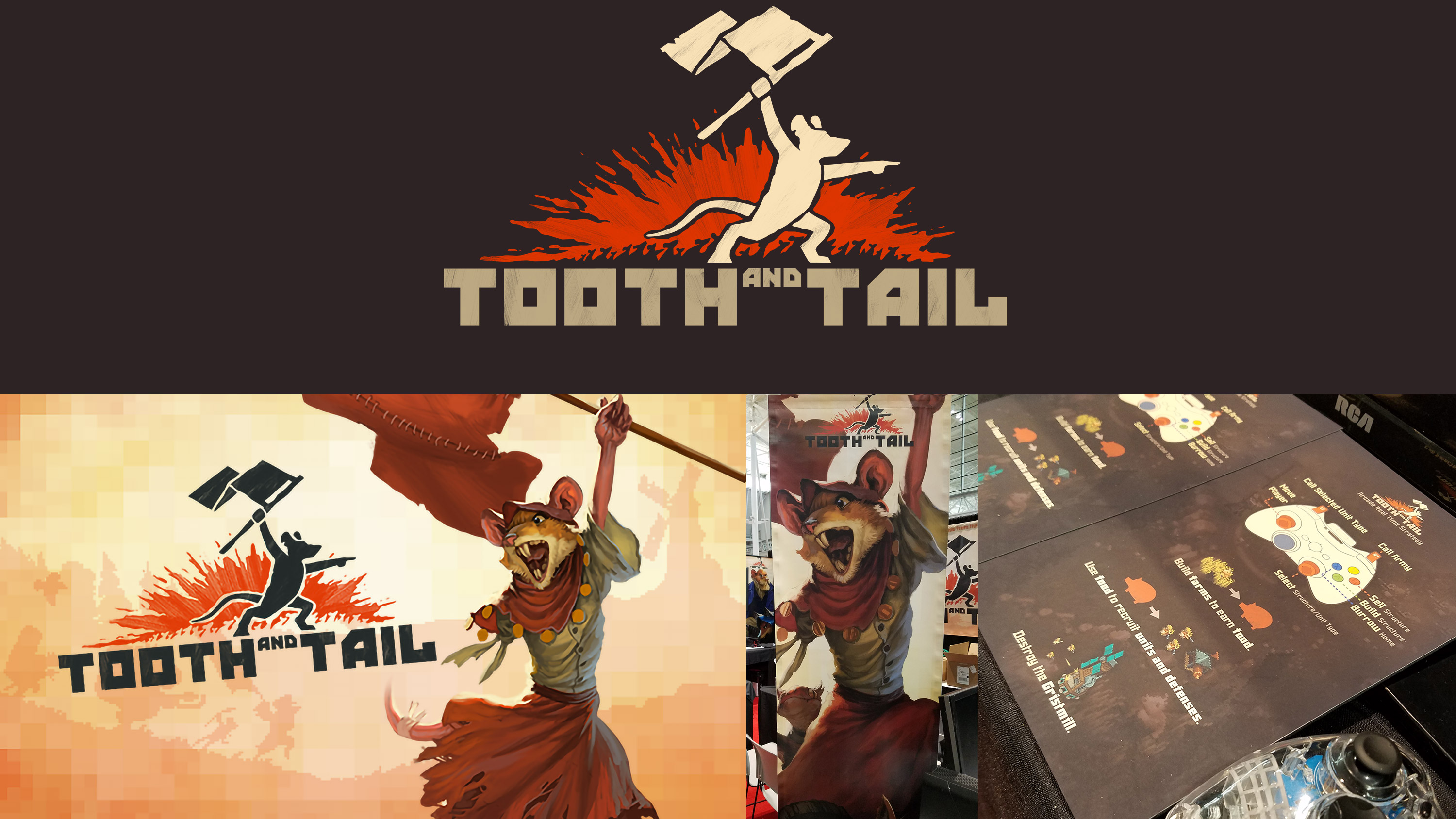 The logo, key art, and some real-world artifacts from Tooth and Tail.